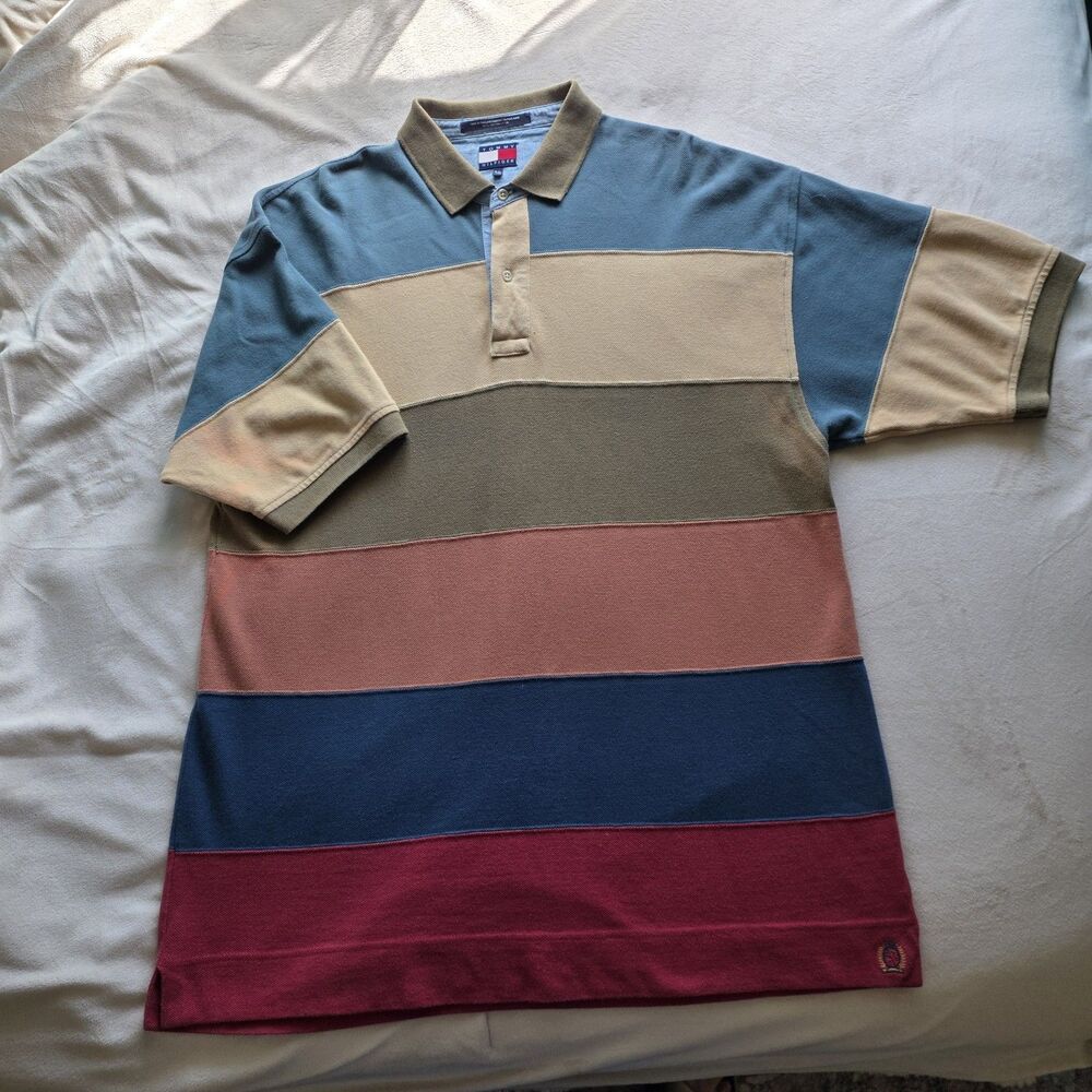 Tommy Hilfiger Vintage Rugby Color block Polo Shirt – Size XL (Runs Large)